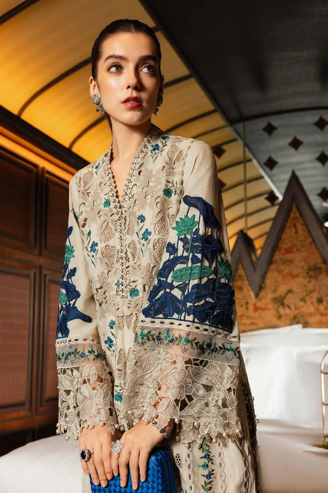 Dhanak-3PC Embroidered Shirt with Dhanak Embroidered Dupatta - 663
