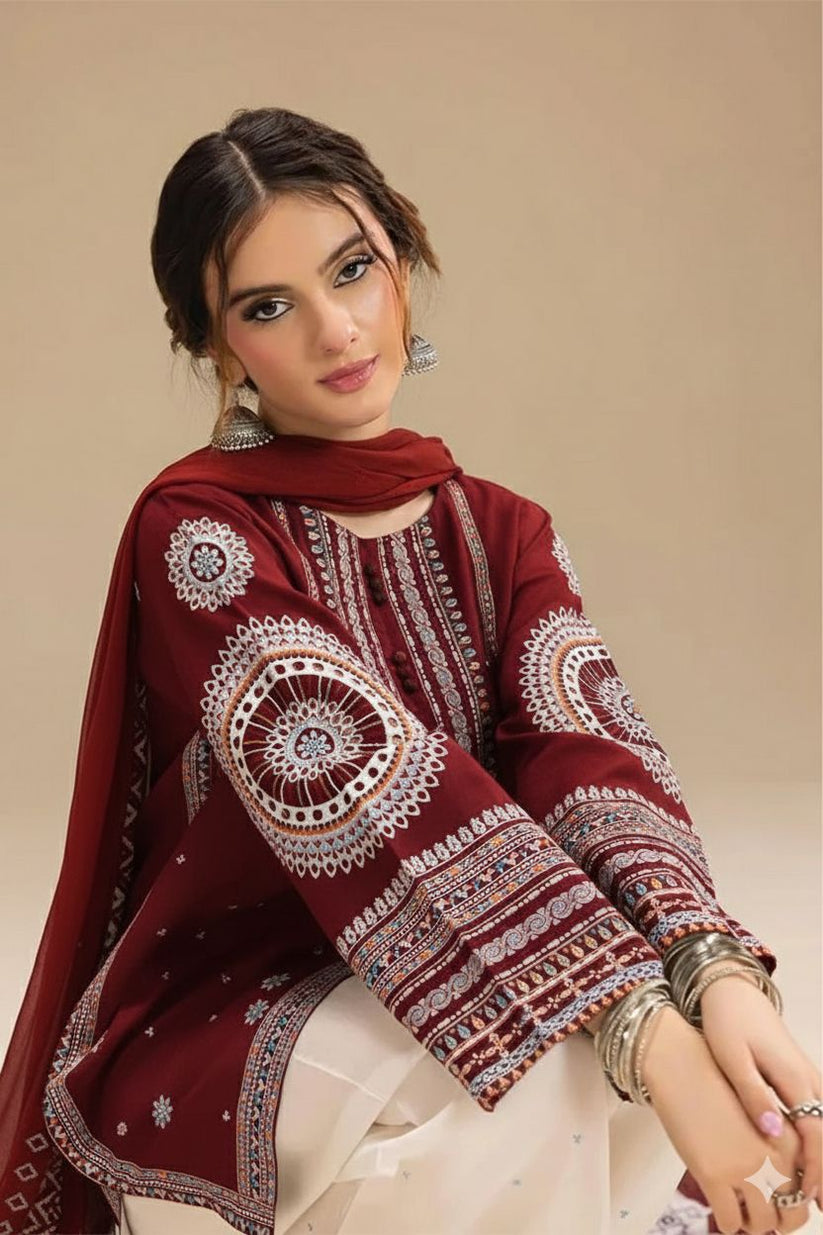 DHANAK EMB 3PC SUIT BH -001001