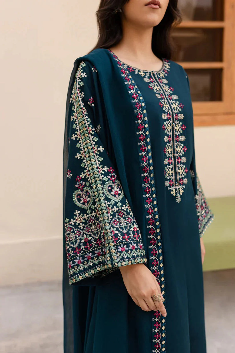 Linen 3PC Embroidered Suit H-6136