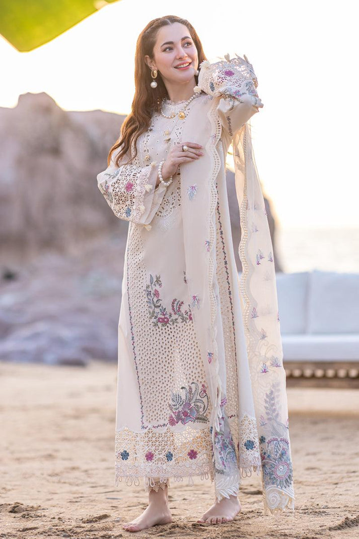 Lawn 3PC Embroidered Shirt with Organza Embroidered Dupatta- 6132