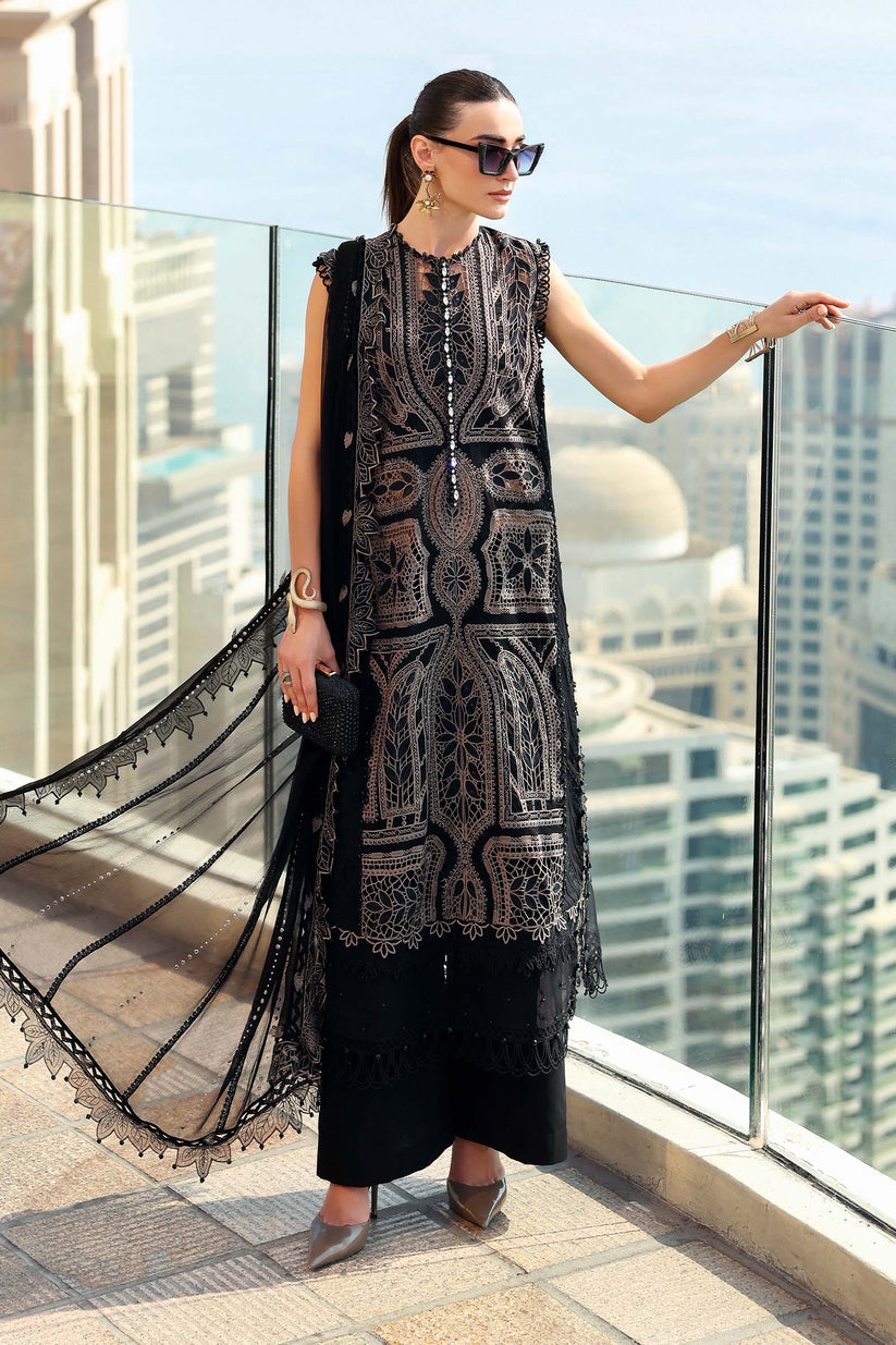 Lawn 3PC Embroidered Shirt with Organza Embroidered Dupatta- 6133