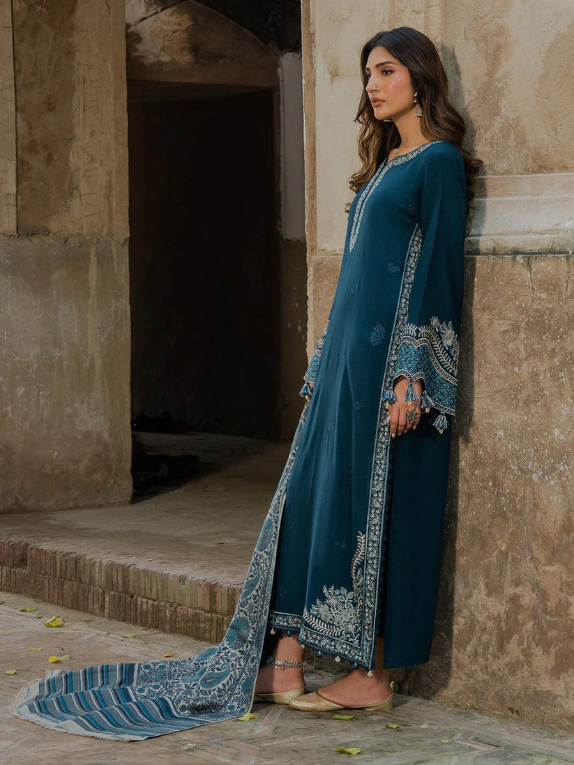 Linen 3PC Embroidered Suit H-6142