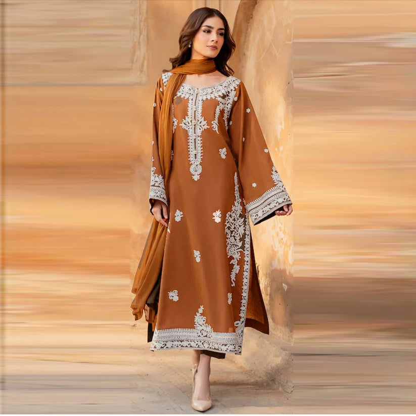 DHANAK EMB 3PC SUIT BH -001003