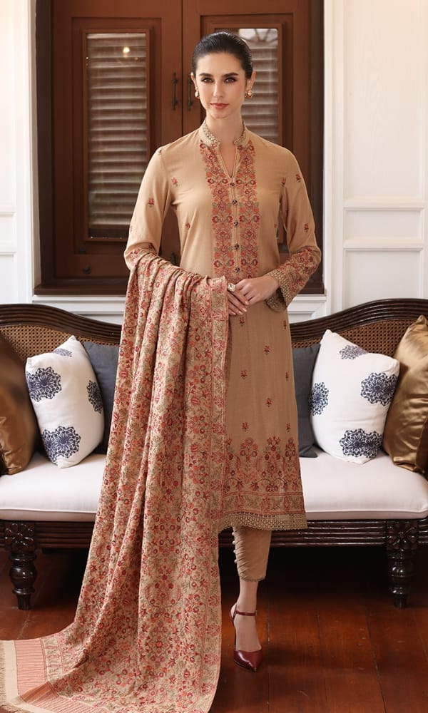 Embroidered 3PC Suit – Premium Festive Collection AJS-1102