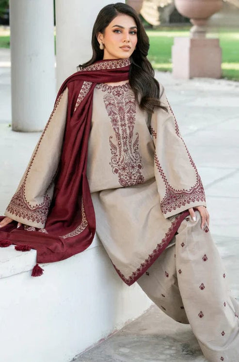 Linen 3PC Embroidered Suit H-6139