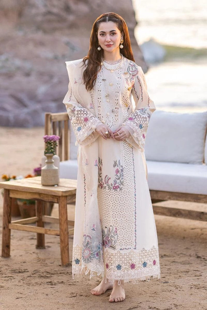 Lawn 3PC Embroidered Shirt with Organza Embroidered Dupatta- 6132