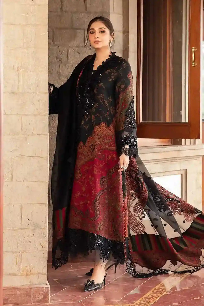 Linen 3PC Embroidered Suit H-6199