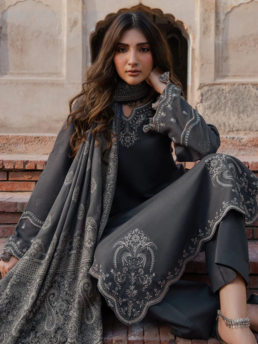 Linen 3PC Embroidered Suit H-6144