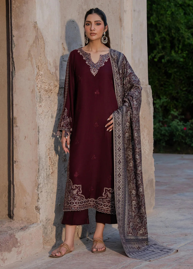 Linen 3PC Embroidered Suit H-6138