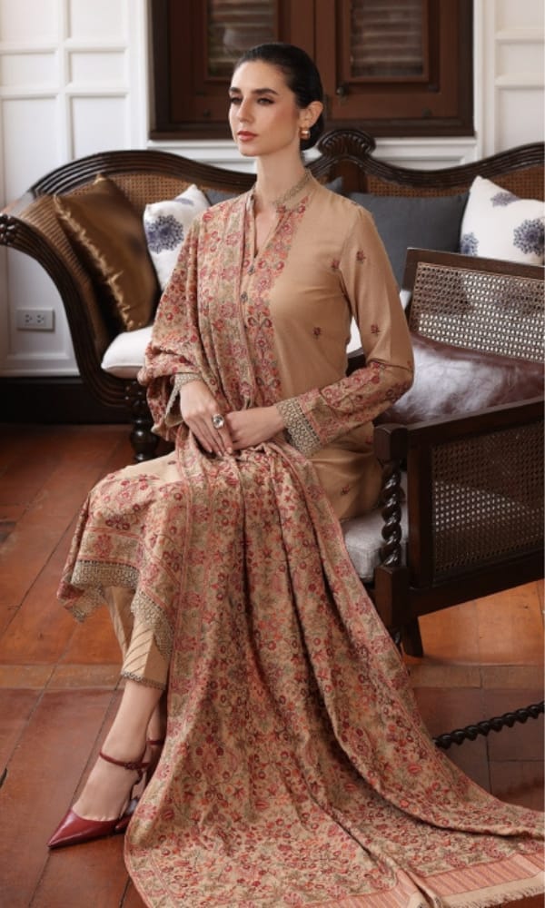 Embroidered 3PC Suit – Premium Festive Collection AJS-1102