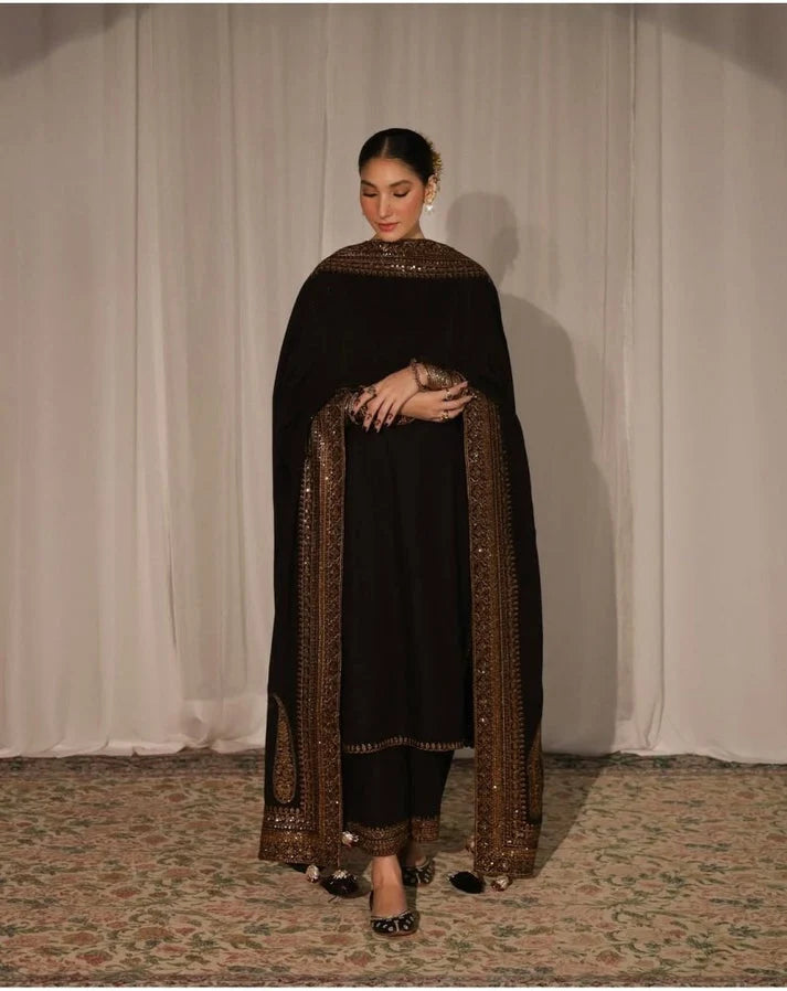 ROYAL CHARM EMB 3PC SUIT NLS-001001 BLACK
