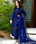 Lawn 3PC Embroidered Shirt with Organza Embroidered Dupatta- 5012