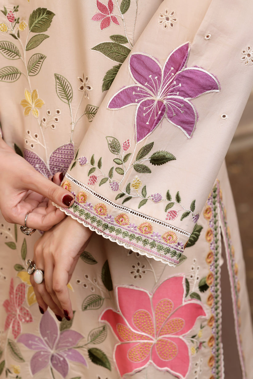 Linen 3PC Chikankari Embroidered Shirt With Digital Printed Jacquard Dupatta-5245