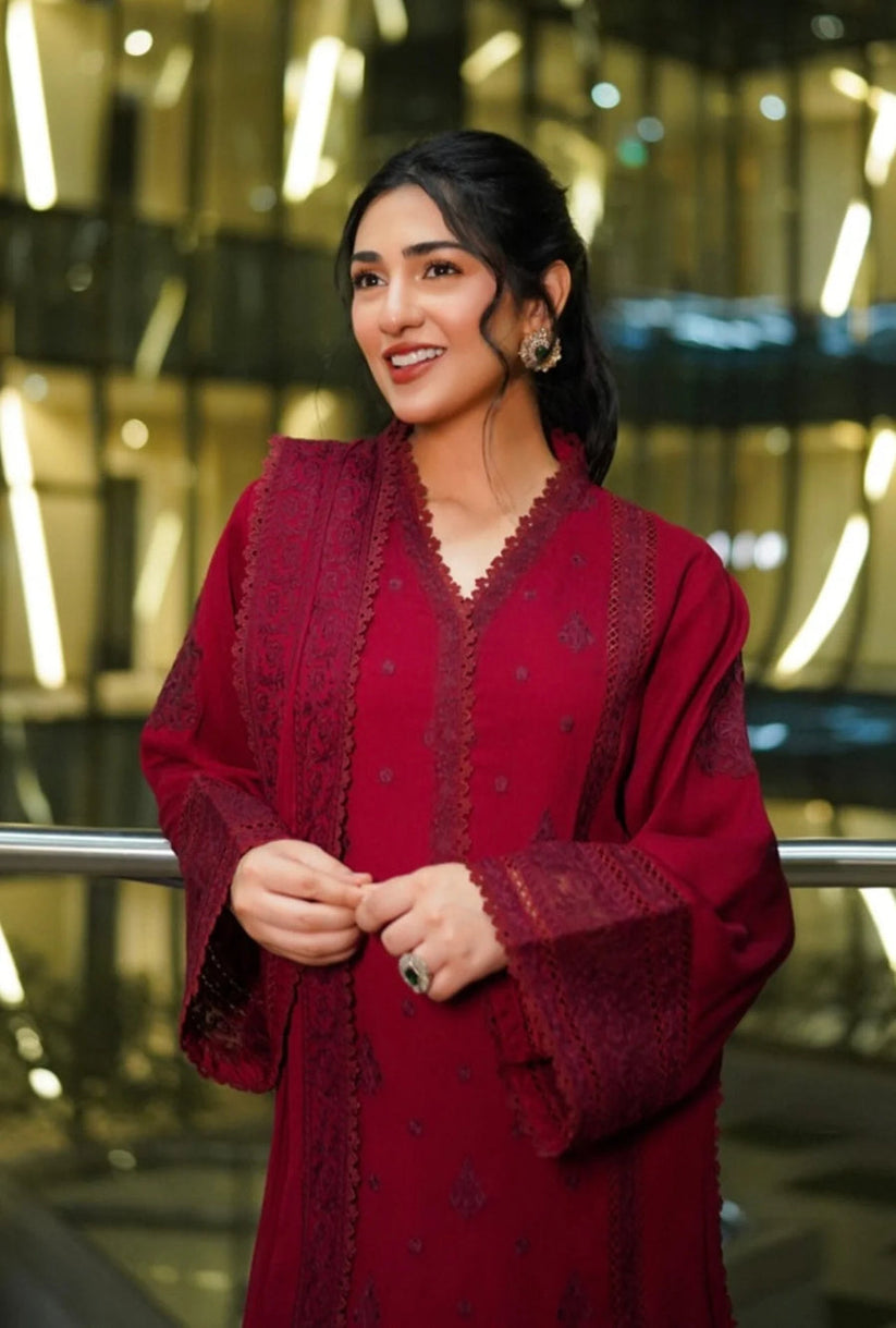 Linen 3PC Embroidered Suit H-6141