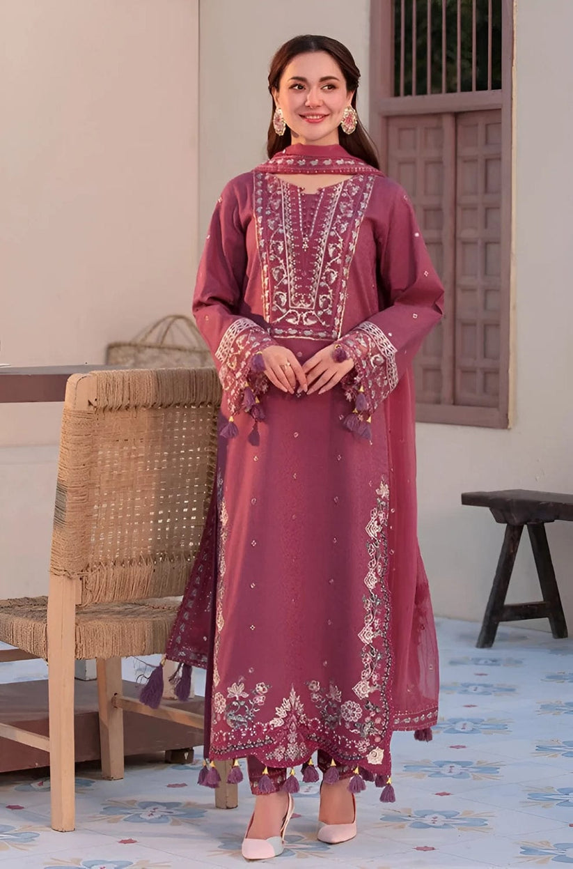 Linen 3PC Embroidered Suit H-6143