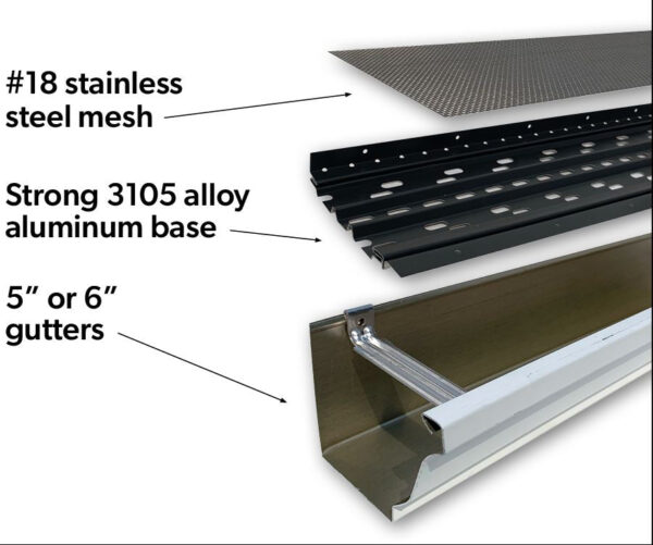 133.40Cubierta de canalón de micromalla Hydro Flo canalones de 6  acero  inoxidable aluminio negro 100 pies (25 uds. X 4 'ea.)